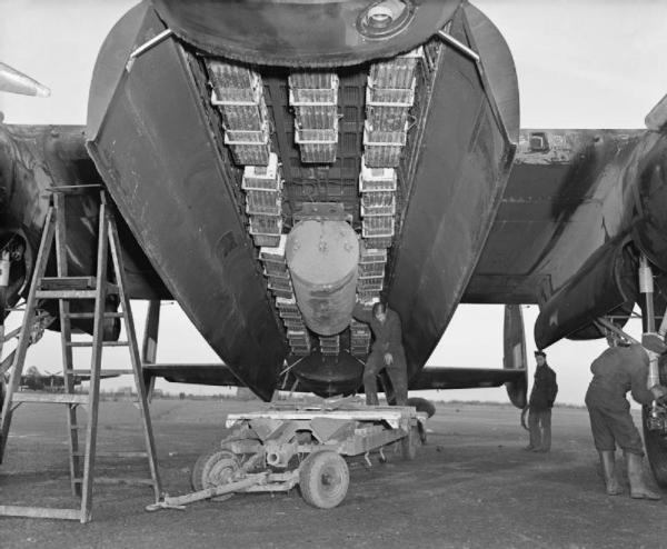 12 57 Sqn Lancaster with One 4000lb Cookie and incendiaries a typical bomb load for an area target